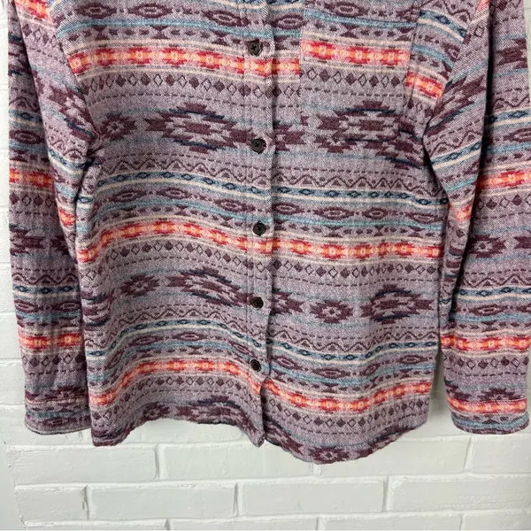 Mountain + Isles Boho Western Thick Knit Button Down Shirt / Shacket Size XS - Image 4