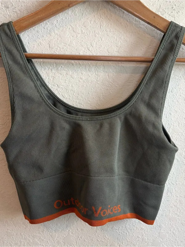 Outdoor Voices Green Orange Sports Bra Size Medium - Image 3