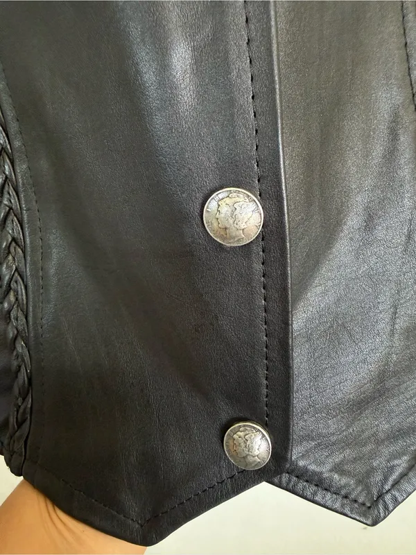 Pro Rider Women’s Black Genuine Leather Motorcycle Biker Vest Lace Up Size S-M - Image 5
