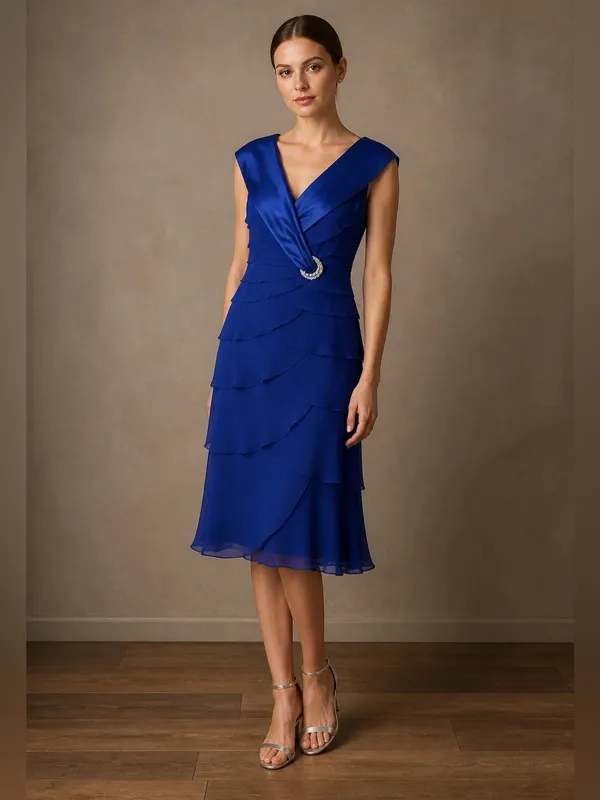 Alex Evenings Ruffed Midi Dress Womens 10 Party Cocktail Wedding Formal Glam - Image 6