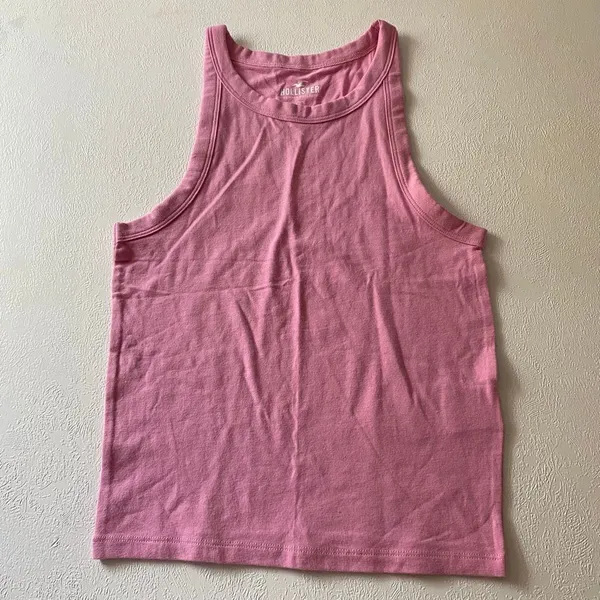 Hollister Must-Have Pink High Neck Tank Top Women’s S Y2K Fitted Basic - Image 2