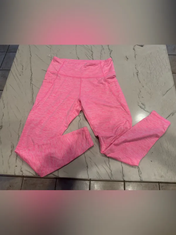 Cabana by Crown & Ivy Pink Space Dye High Waisted Athletic Leggings Pockets Med - Image 4