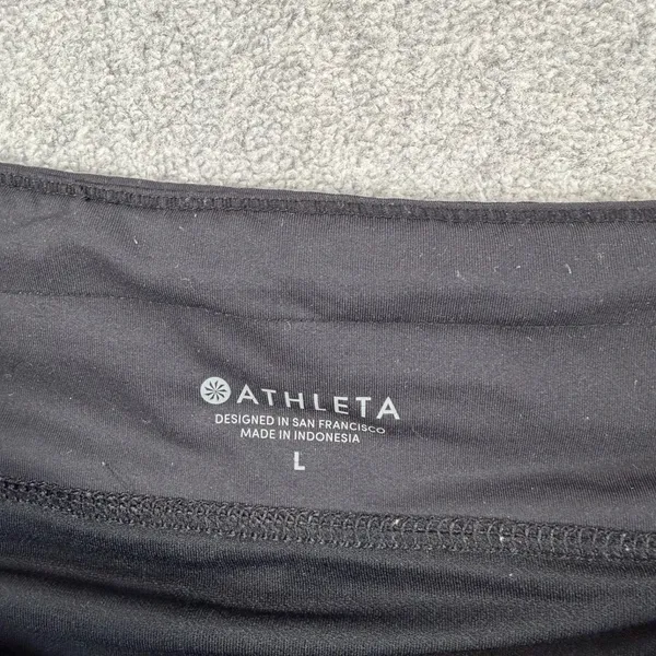 Athleta Laser Run Shorts Women's Large Black Zipper Pocket Lined Running Active - Image 5