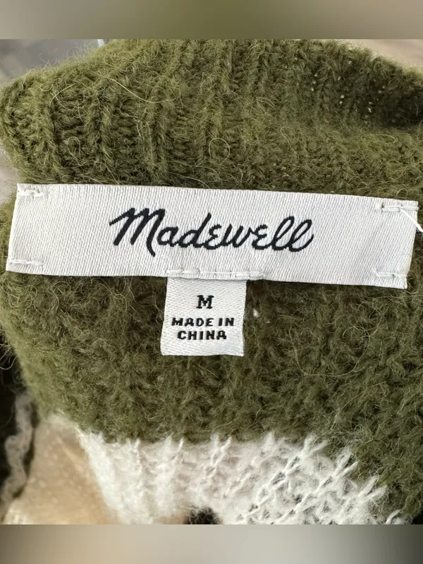 Madewell Stripe‎ Rosario Sweater Green and White M - Image 6