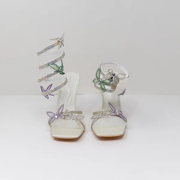NEW Azalea Wang Zarya Crystal Jewel Butterfly Ankle Wrap Stiletto High Heels - Image 2