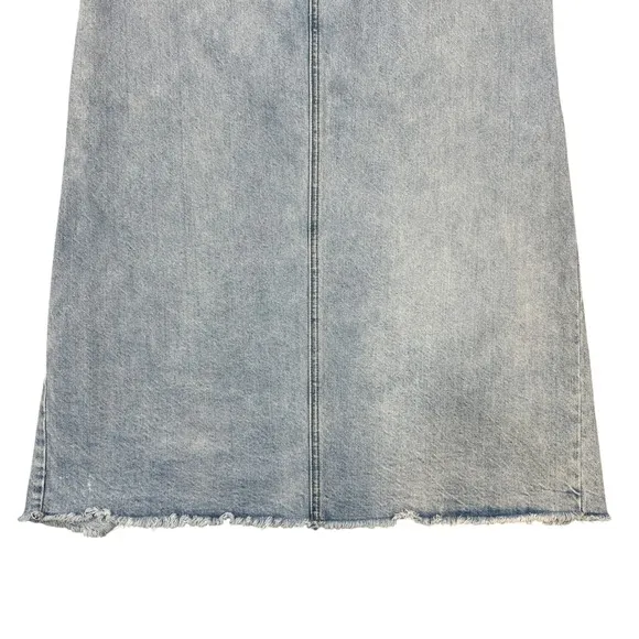 American Eagle 90s Maxi Skirt 4 Light Wash Distressed Denim Slit Grunge READ!‎ - Image 13