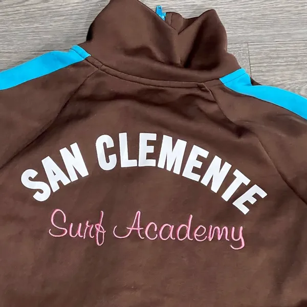 Hollister Women’s Size Small Track Jacket Brown San Clemente Surf Academy - Image 3