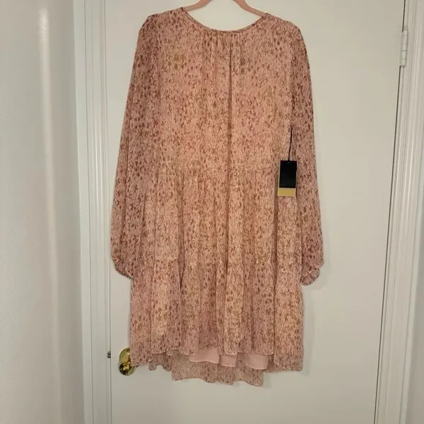 NWT Halogen Abstract Print Long Sleeve Tiered Dress in Ballet Slipper Size XXL - Image 2