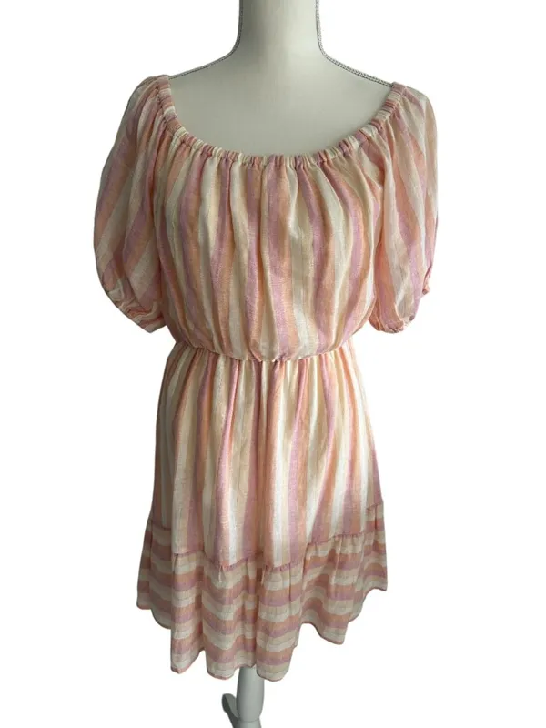 POOKIE & SEBASTIAN Striped Linen Blend Dress Size L - Image 2