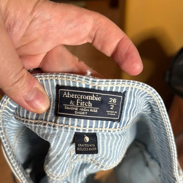 Abercrombie & Fitch Simone High Rise Striped Denim Shorts Blue White Size 26 - Image 12