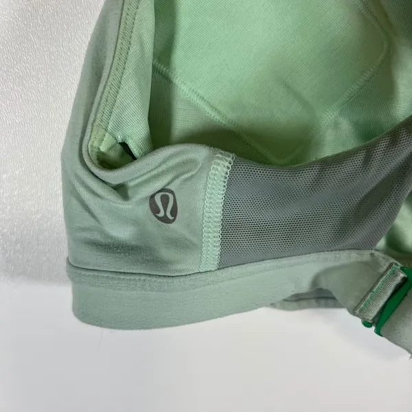 Lululemon Mint Green Polka Dot Racerback Sports Bra Size 10 Mesh Back‎ Support - Image 5