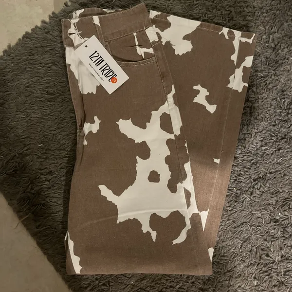 12th Tribe Women’s Cow Print Brown & White Jeans- 48% Off and ! - Image 3