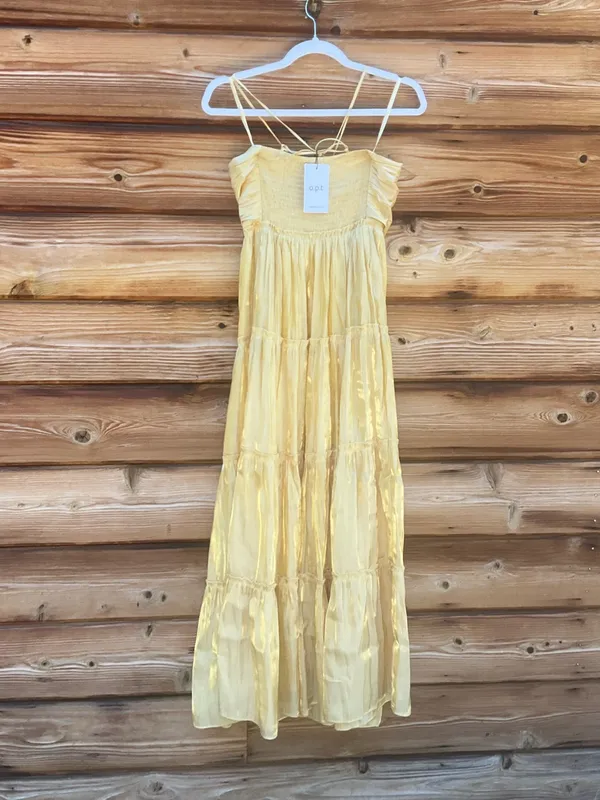 o.p.t. Few Moda Yellow XS East Tiered Midi Dress - Image 7