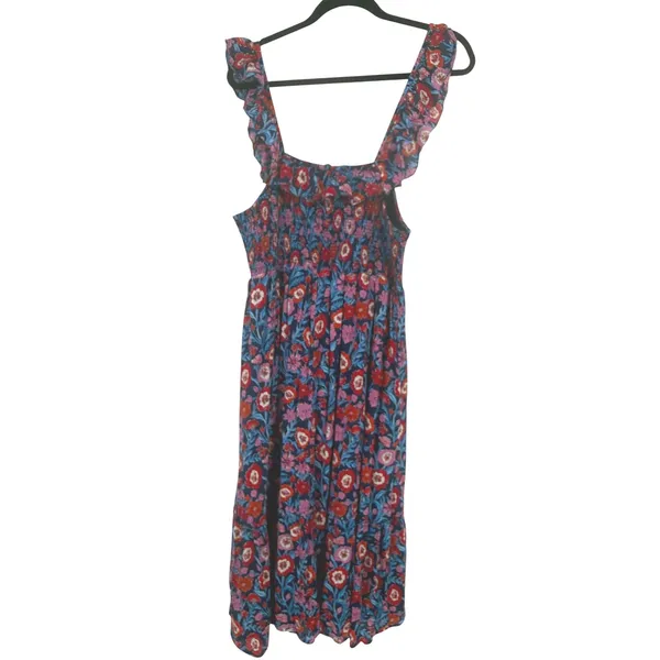 Vineyard Vines Womens Tisbury Floral Smocked Sleeveless Midi Dress Size Large - Image 4