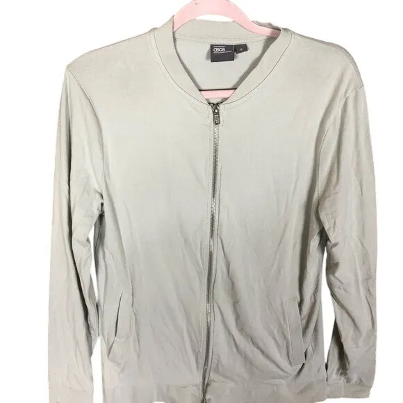 ASOS women's Gray Bomber Style Zip‎ Up Cardigan Jacket Size Medium - Image 3