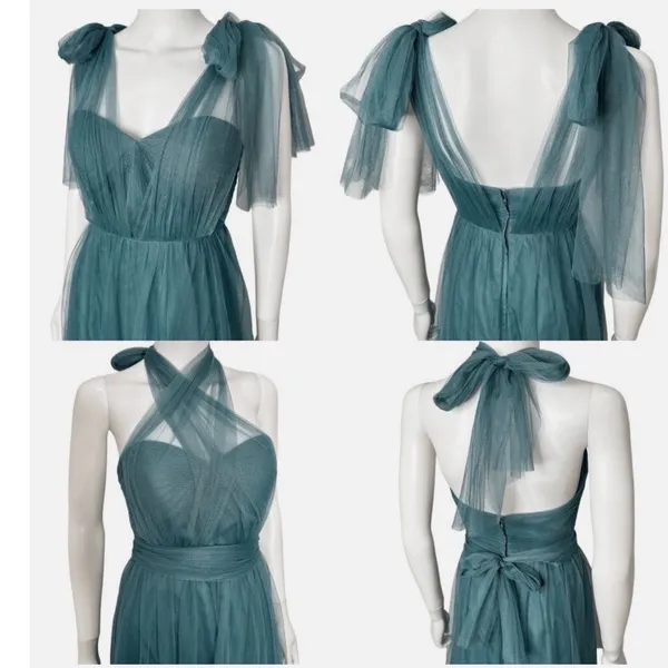 3283 | Jenny Yoo Annabelle Convertible Tulle Gown Vintage Teal Women 16 - Image 3
