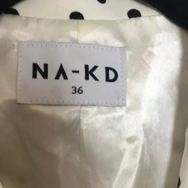 NA-KD Polka Dot Double Breasted Blazer EU 36 US 4 Black White Tailored - Image 2