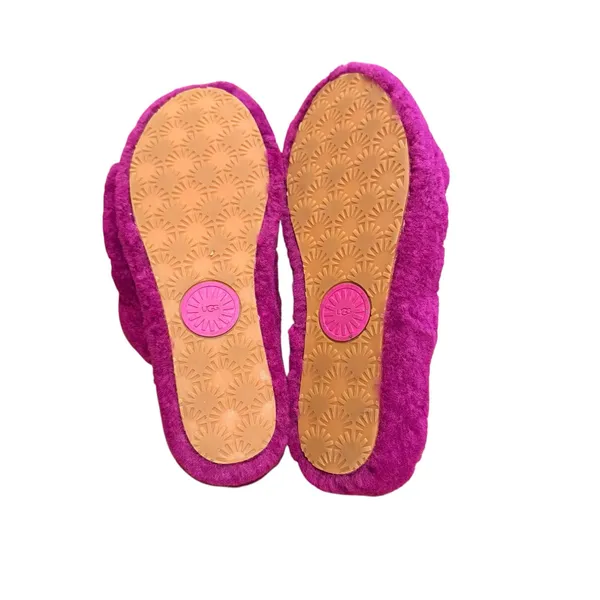 UGG Women's Fluff Yeah Fur Slide Slipper Purple with elastic logo strap Size 11 - Image 6