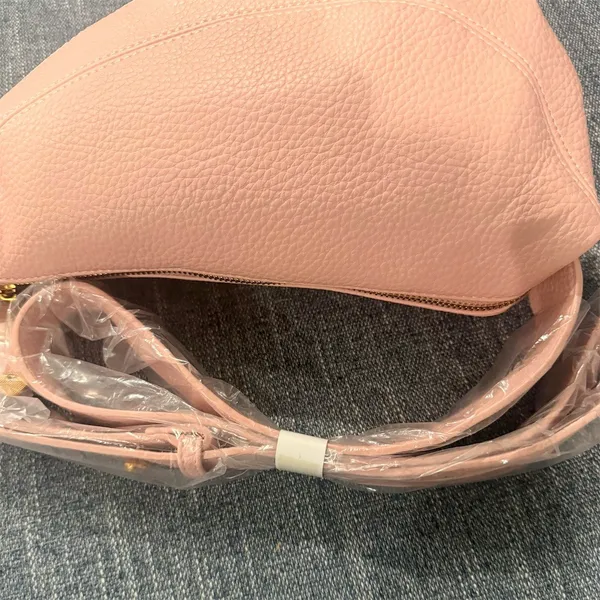 Soft vegan Leather Sling Bag Womens Small Blush Pink Crossbody Zip cute casual - Image 2