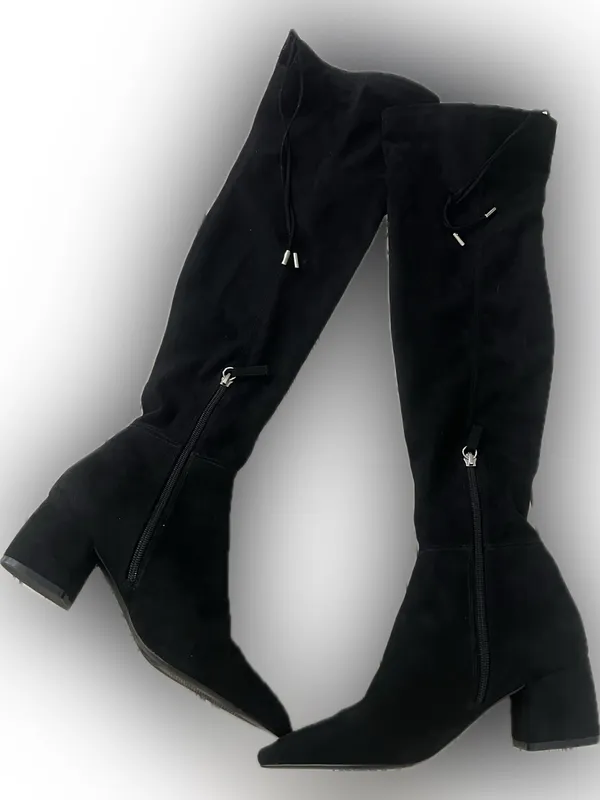 Steve Madden‎ Black Over-the-Knee Block Heel Boots - Image 2