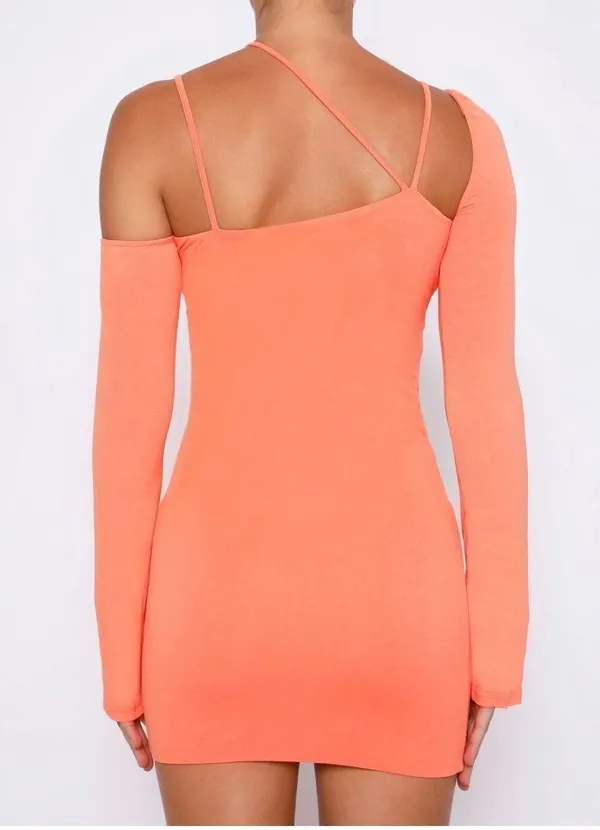 Tiger Mist Orange asymmetric Dress - Image 6