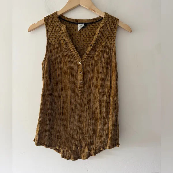 Anthropologie Akemi + Kin Sleeveless‎ Patterned Boho Brown Blouse - Image 2