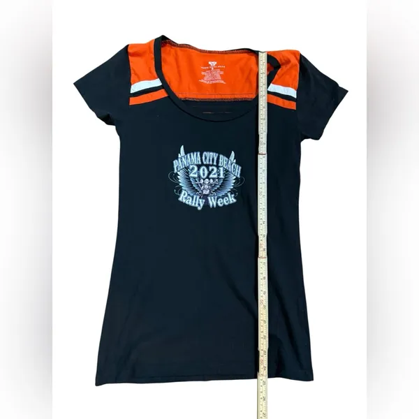 Panama City Beach 2021 Rally Week Biker Short Sleeve Short Sz S Orange Black‎ - Image 4
