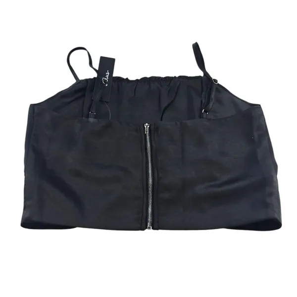 Lulus -385 NWT Luxe'd Out Black Satin‎ Cropped Tank Top Women's Size Large - Image 4