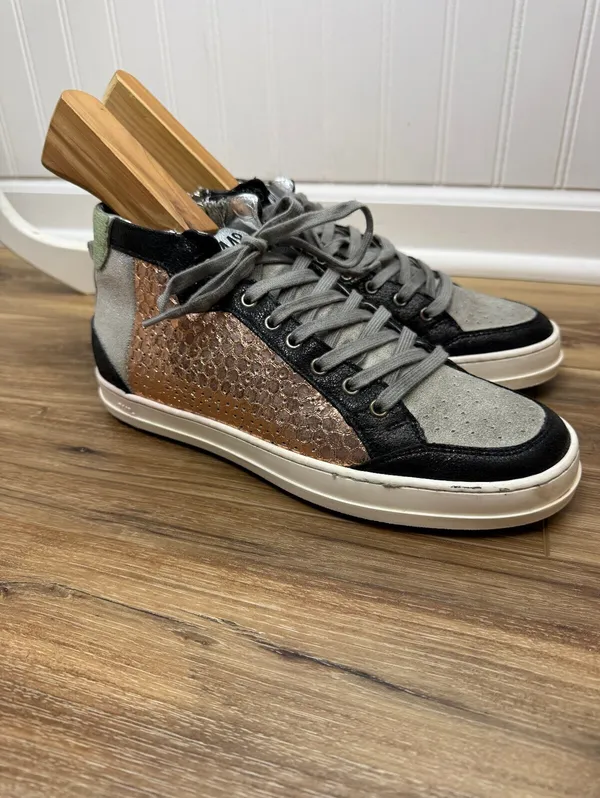 P448 Women's Skate High-Top Copper-Gold Sequin/Snakeskin Sneakers - Size - 39 - Image 9