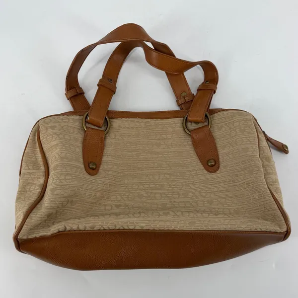 Vintage Y2K XOXO Monogram Satchel Bag Beige‎ Brown Studded Barrel Purse - Image 2