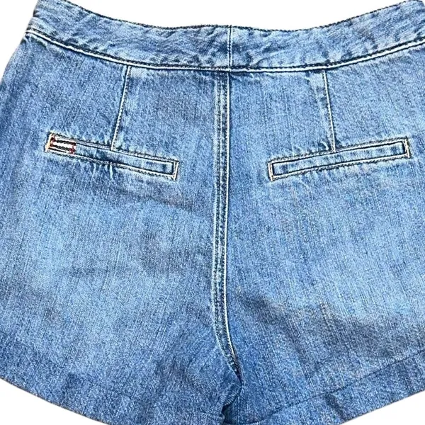 Alice + Olivia Conry Pleated Denim Shorts Ivy Blue Cotton‎ High Waist Cuffed 25 - Image 5