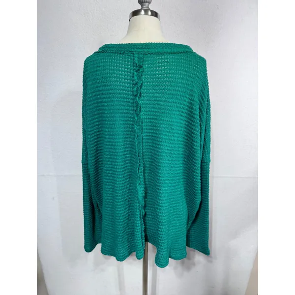 Zenana Waffle‎ Knit Sweater Boho Cottagecore Slouchy Pullover Women's L/XL - Image 6