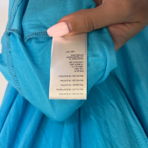 Free People FP Beach Maxi Dress Cover Up Blue Front Slit Swim Casual Size Large - Image 6