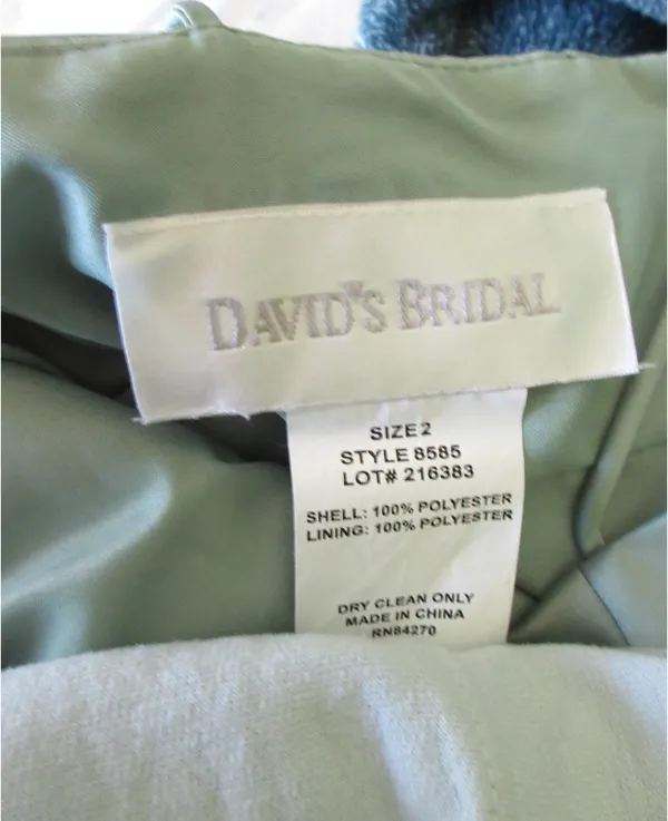 David’s Bridal Sage Green Dress - Image 3