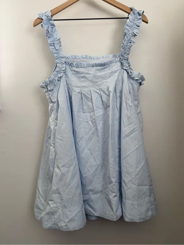 Runway Scout Women’s 14 Baby Blue Babydoll Mini Dress Ruffle Pleated Coquette‎ - Image 3