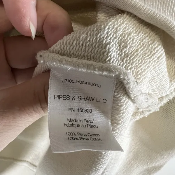 Veronica Beard Sweatshirt Womens Small Cream Ivory Natti Crop‎ French Terry Pima - Image 7