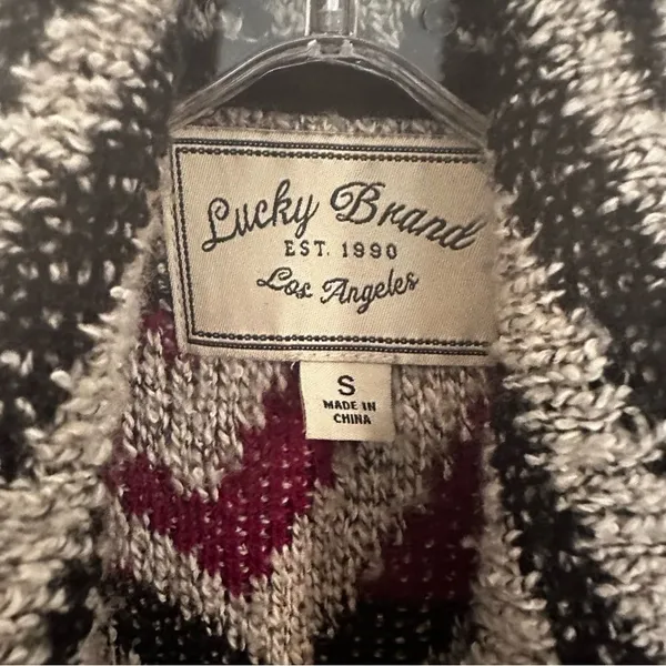 Lucky Brand Intarsia Open Waterfall Cardigan Women's Small Boho Sweater Western‎ - Image 10