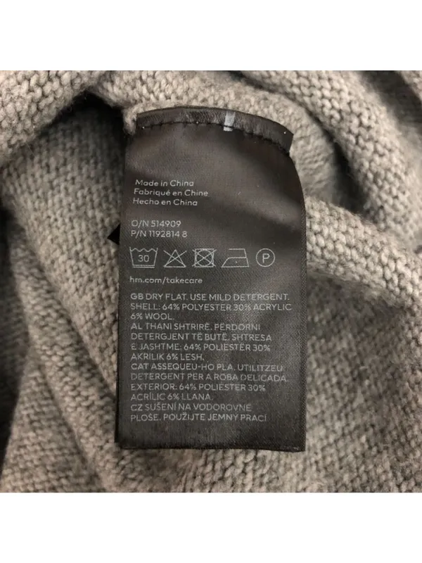 H&M Gray Midi Turtleneck Sweater Dress XS Wool Blend - Image 5