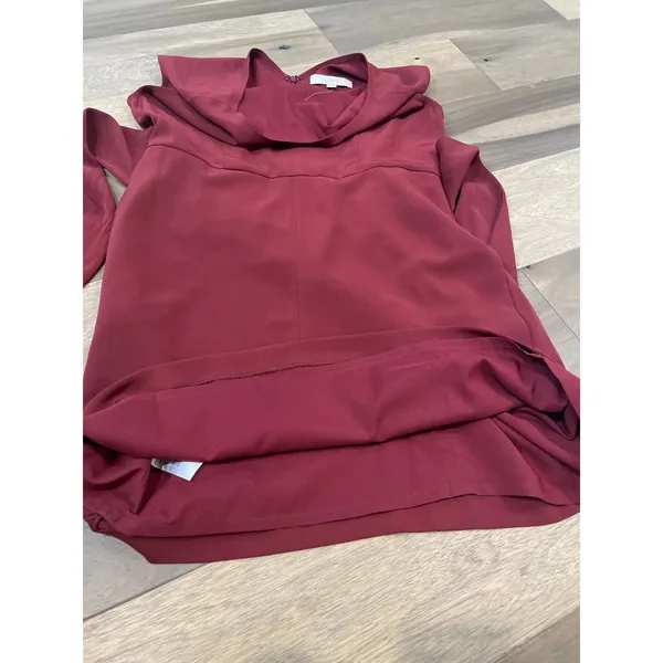 LOFT Sleeveless Sheath Dress Size 8 Burgundy V Back Tie Waist Fully Lined - Image 10