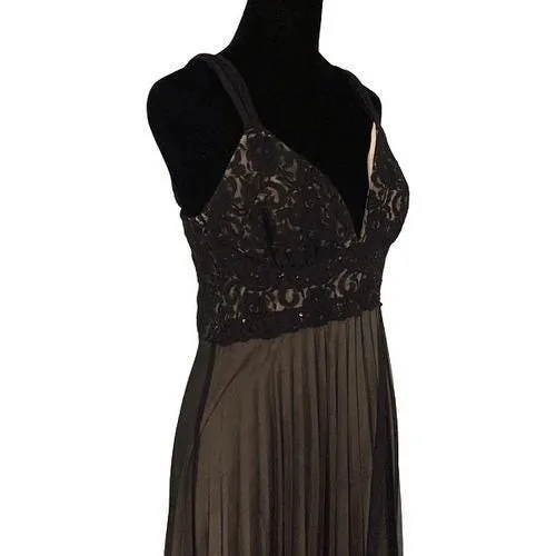 Vintage Roulette Lace Accordion Pleated Semi Sheer Lined Dress Black Size Medium - Image 3