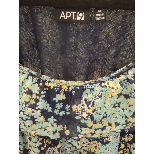 APT. 9 Sleeveless Multilayer Lined Ruffled Blue Floral Size M Women Blouse - Image 2