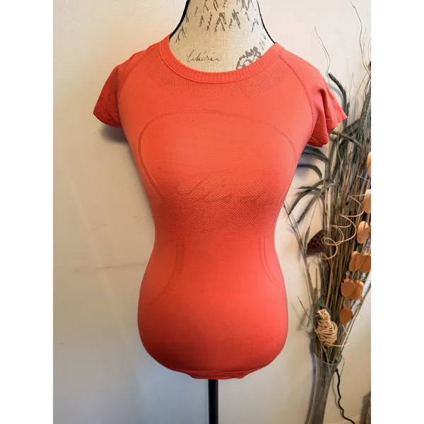Lululemon Swiftly Tech Short Sleeve Shirt Top Orange Women's Size‎ 4 - Image 2