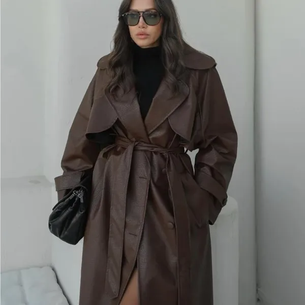 Chocolate Brown Trench Coat - Image 13