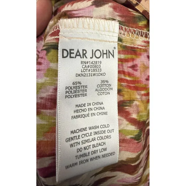 Dear John Dress Womens XS Geometric‎ Maxi 3/4 Sleeve Boho Tiered Layered - Image 4