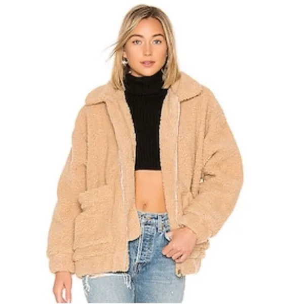 I AM GIA x REVOLVE Size Medium teddy Sherpa jacket‎ full zip - Image 4