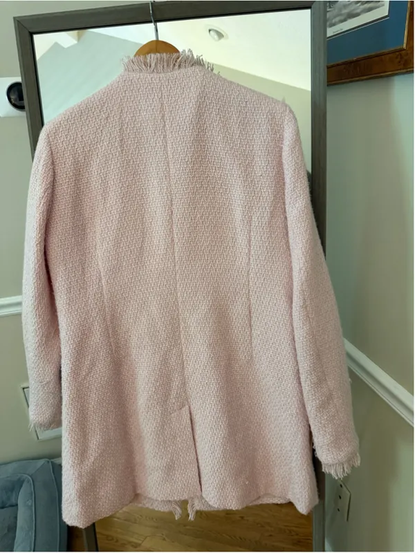 Women's Venus Pink Tweed Blazer Jacket Size 12 - Image 4