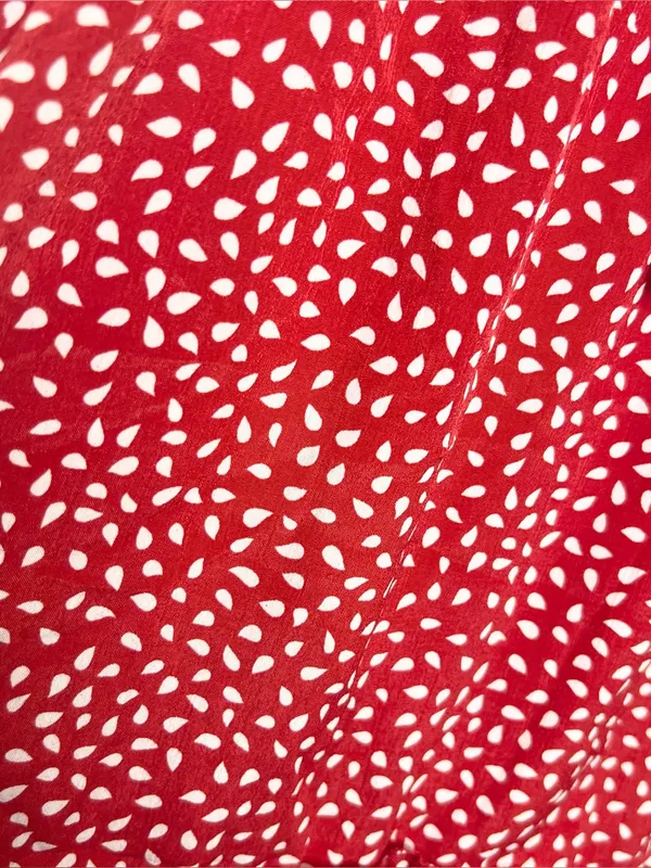 Red & White Polka Dot Smocked Sleeveless Mini Dress with Ruffle Hem Size Small - Image 7