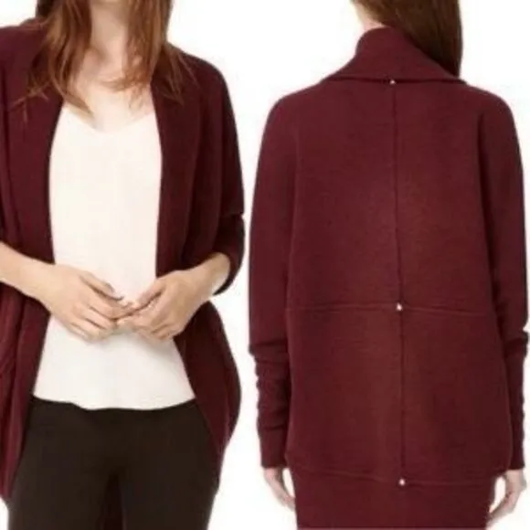 Aritzia Wilfred Diderot Cocoon Cardigan Maroon Purple Open Front Size XS - Image 2