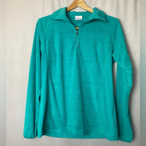 Columbia Teal Quarter-Zip Fleece Athletic Trail-Ready Comfort Gorpcore L - Image 2