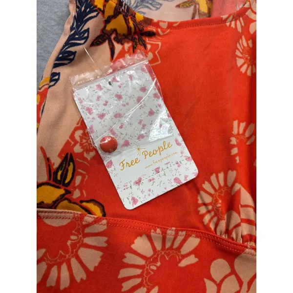 Free People Halter Top Small Cherry on Top Red Combo Floral Keyhole Boho New - Image 6